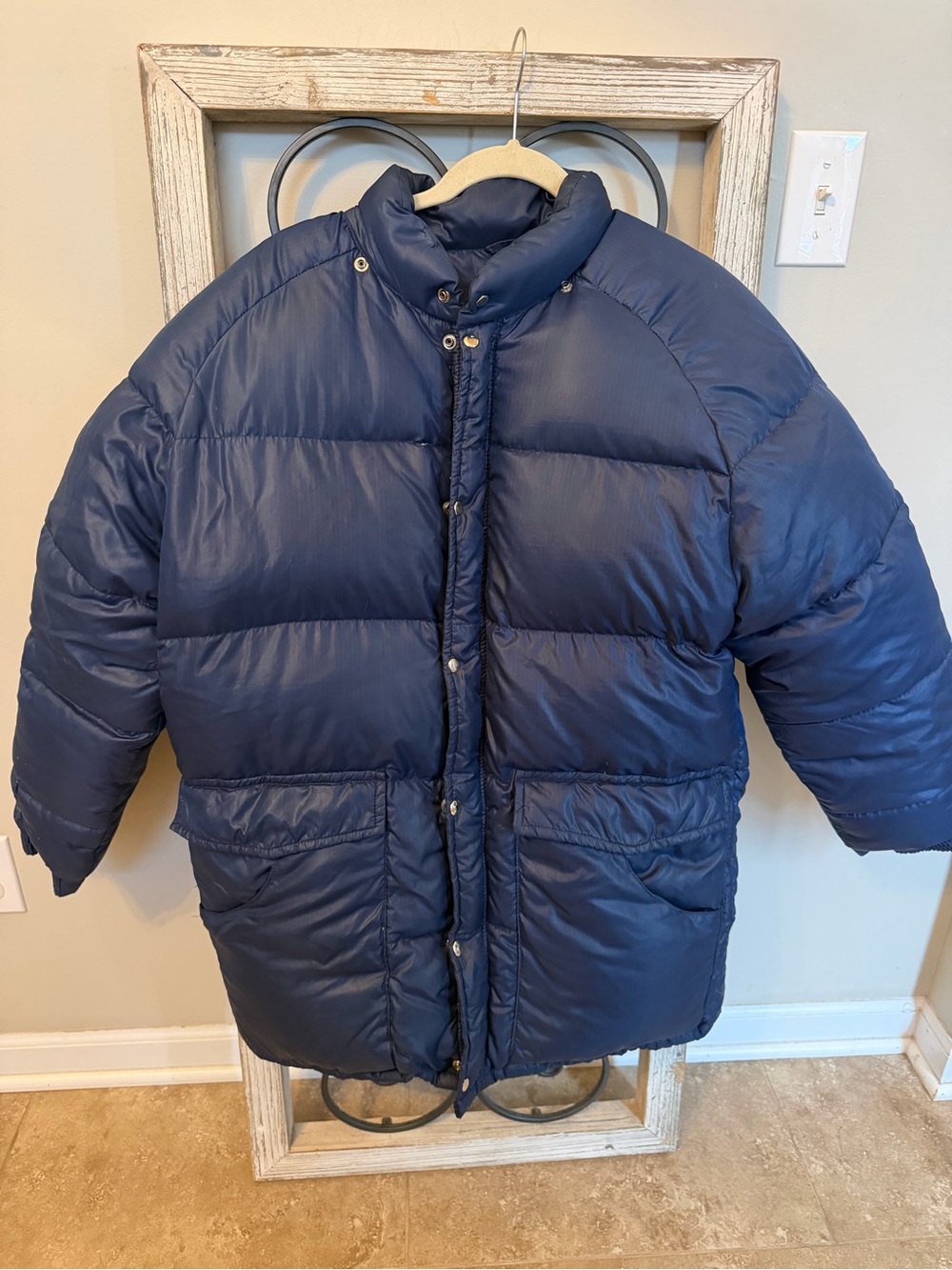 Pack In Vintage Goose Down Super Puffy Coat Navy Oversized Ski Jacket 70s 80s